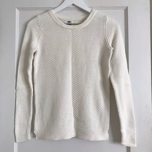 Old Navy ivory/cream herringbone knit sweater